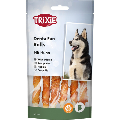 Лакомства Trixie Denta Fun Chewing Rolls для собак Палочка для чистки зубов с курицей 12 см 70 г 6 шт
