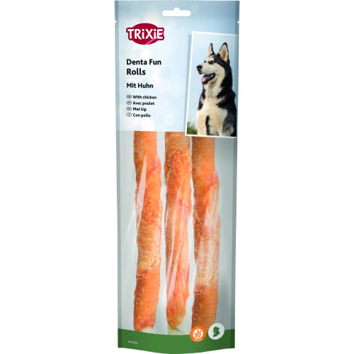 Лакомства Trixie Denta Fun Chewing Rolls для собак Палочки для чистки зубов с курицей 28 см 250 г 3 шт