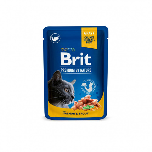 Корм влажный Brit Premium Salmon & Trout pouch для кошек с лососем и форелью 100 г
