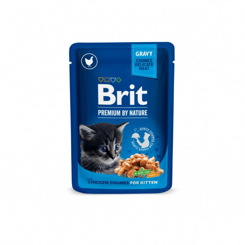 Корм влажный Brit Premium Cat Kitten Chicken Chunks pouch для котят с курицей 100 г