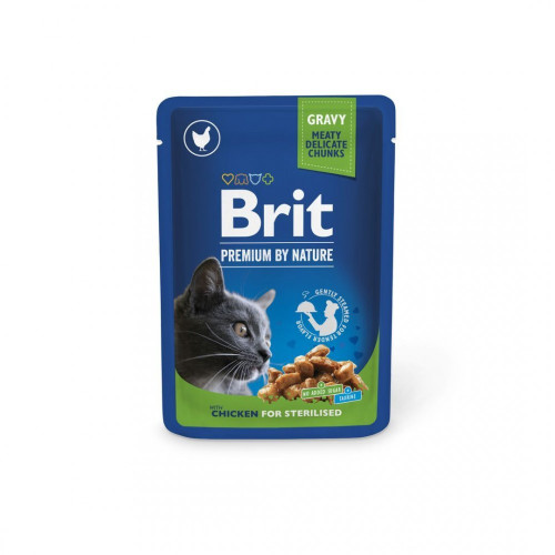 Корм влажный Brit Premium Cat Sterilised Chicken Slices pouch для стерилизованных кошек с курицей 100 г