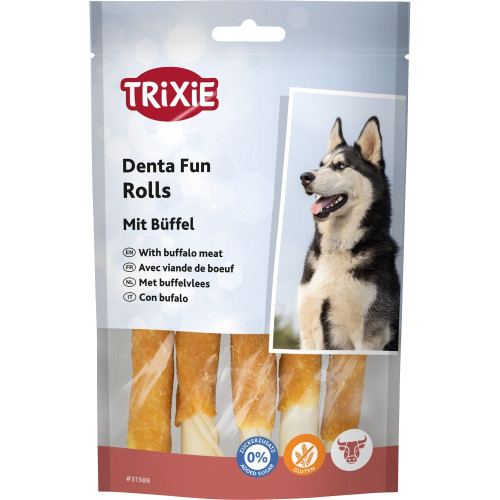Лакомства Trixie Denta Fun Rolls with Buffalo для собак Палочка для чистки зубов с мясом буйвола 12 см 70 г 5 шт
