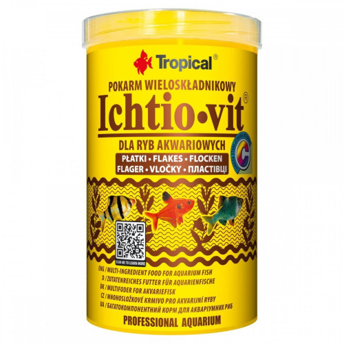 Корм Tropical Ichtio-Vit для всех аквариумных рыб хлопья 200 г/ 1 л