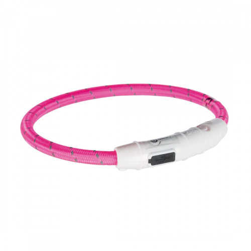 Ошейник Trixie Flash Light Ring USB для собак с подсветкой силиконовый розовый размер XS-S 35 см/7 мм