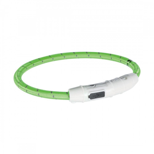 Ошейник Trixie Flash Light Ring USB для собак с подсветкой силиконовый зеленый размер XS-S 35 см/7 мм