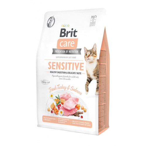 Корм сухий Brit Care Cat Grain Free Sensitive HDigestion Delicate Taste для котів з чутливим травленням індичка та...