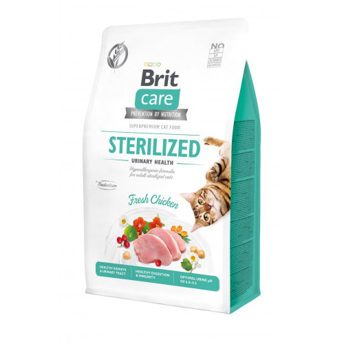Корм сухой Brit Care Cat Grain Free Sterilized Urinary Health для стерилізованих котів для підтримання сечостатевої...