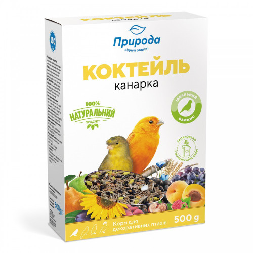 Корм Природа Коктейль Канарка для канареек и декоративных птиц 500 г