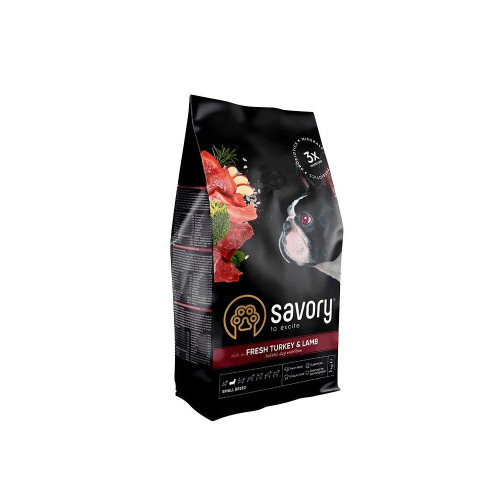 Корм сухий Savory Small Breed rich in Fresh Turkey and Lamb для дорослих собак малих порід зі свіжим ягням та...