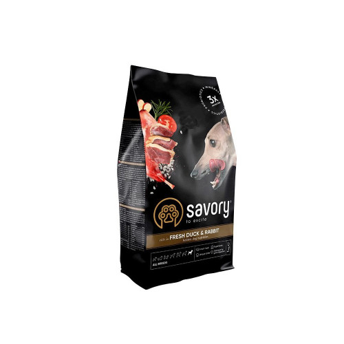 Корм сухой Savory Adult All Breeds rich in Fresh Duck and Rabbit для собак всех пород со свежей уткой и кроликом 1 кг