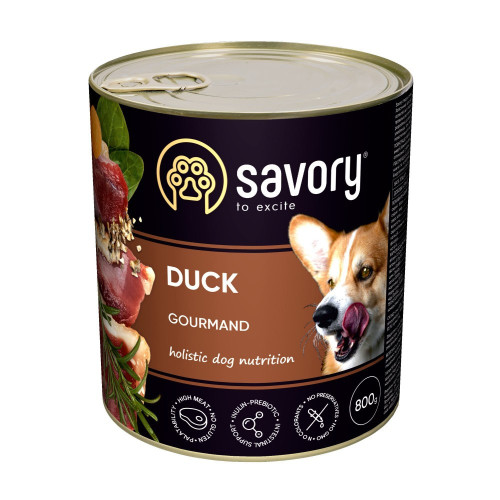 Корм влажный Savory Dog Gourmand Duck паштет для взрослых собак всех пород с уткой 800 г
