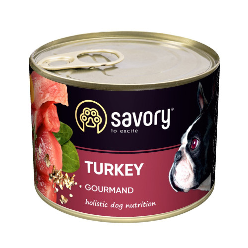 Корм влажный Savory Dog Gourmand Turkey паштет для взрослых собак всех пород с индейкой 200 г