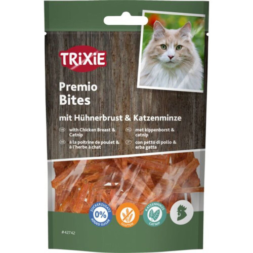 Лакомства Trixie Premio Bites with Chicken Breast & Catnip для кошек кусочки с куриной грудкой и кошачьей мятой 50 г