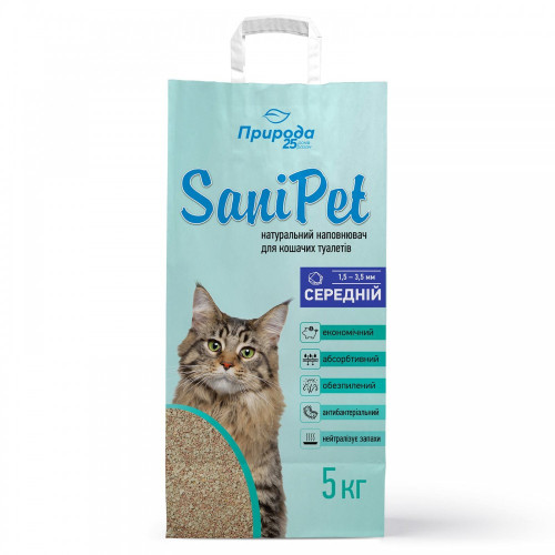 Наполнитель Природа Sani Pet для кошачьего туалета бентонитовый средняя гранула 5 кг