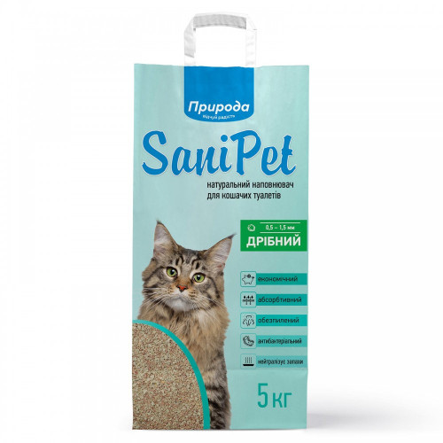 Наполнитель Природа Sani Pet для кошачьего туалета бентонитовый мелкая гранула 5 кг