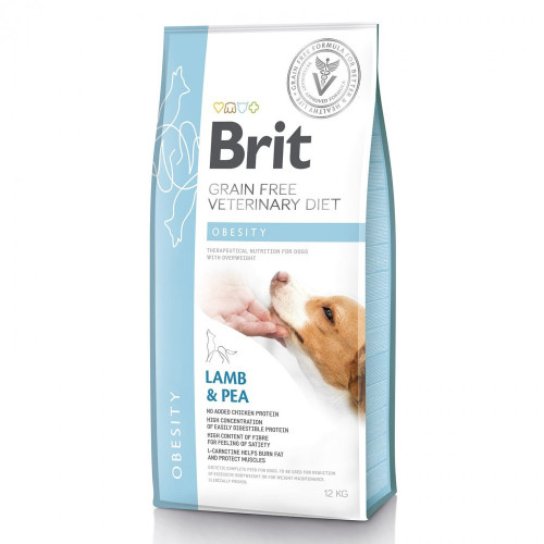 Корм сухой Brit Grain Free VetDiet Dog Obesity для собак для коррекции веса беззерновой с ягненком индейкой и...
