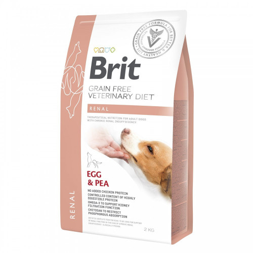 Корм сухой Brit Grain Free VetDiet Dog Renal для собак с почечной недостаточностью с яйцом горохом и гречкой 2 кг