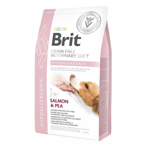 Корм сухой Brit Grain Free VetDiet Dog Hypoallergenic для собак при пищевой аллергии с лососем горохом и гречкой 2 кг