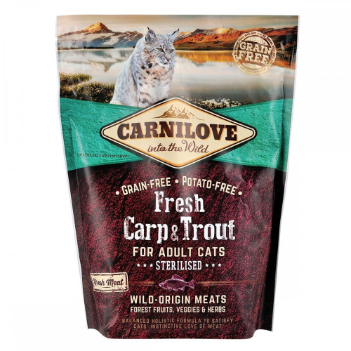 Корм сухий Carnilove Fresh Carp and Trout Sterilised for Adult Cats для дорослих стерилізованих та кастрованих котів...