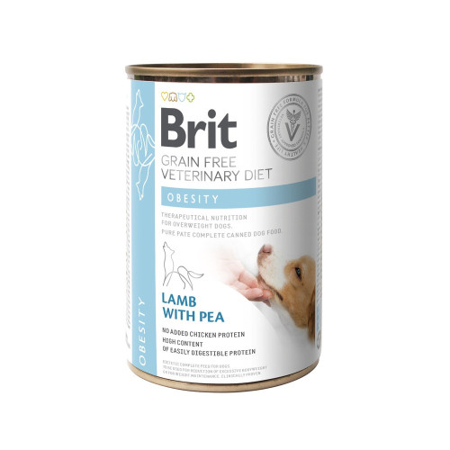 Влажный корм Brit Grain Free Veterinary Diets Obesity для собак при ожирении и избыточном весе с ягненком и зеленым...