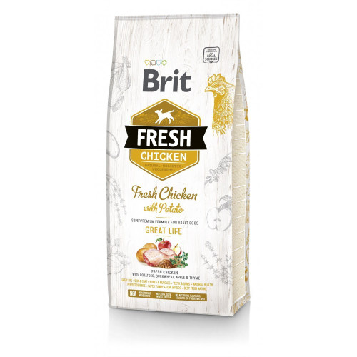Корм сухой Brit Fresh Chicken/Potato Adult для взрослых собак всех пород с курицей и картошкой 12 кг