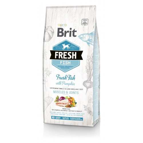Корм сухой Brit Fresh Fish/Pumpkin Adult Large для взрослых собак крупных пород для мышц и суставов с рыбой и тыквой...