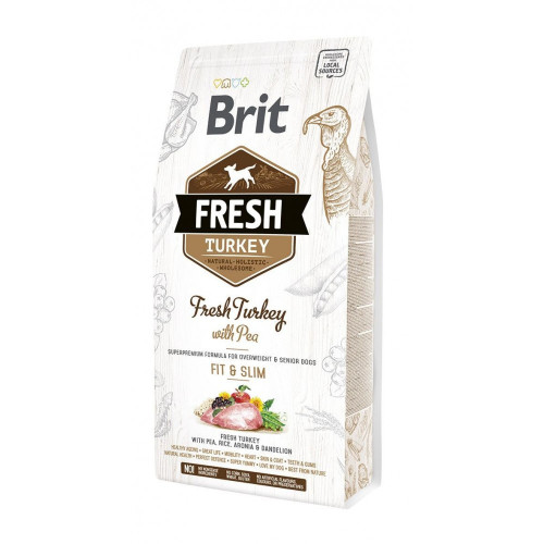 Корм сухой Brit Fresh Turkey/Pea Light Fit and Slim Adult для взрослых собак пожилого возраста с лишним весом с...