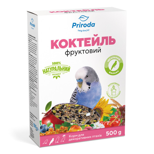 Корм Природа Коктейль для волнистых попугаев фруктовый 500 г