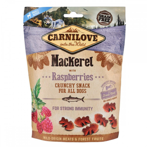 Лакомство Carnilove Dog Crunchy Snack Mackerel with Raspberries для собак для крепкого иммунитета со скумбрией и...