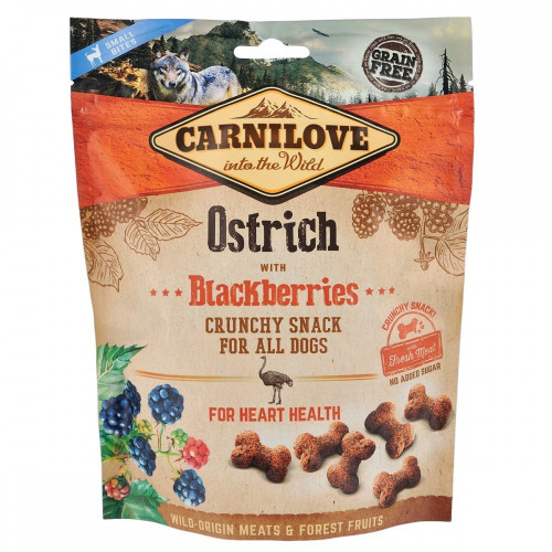 Лакомство Carnilove Dog Crunchy Snack Ostrich with Blackberries для собак для здоровья сердца со страусом и ежевикой...