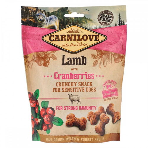 Лакомство Carnilove Dog Crunchy Snack Lamb with Cranberries для собак для крепкого иммунитета с ягнятиной и клюквой...