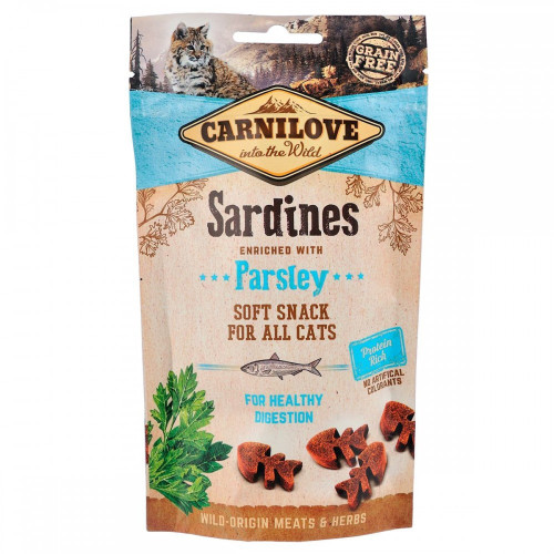 Лакомство Carnilove Cat Semi Moist Snack Sardine with Parsley для кошек с чувствительным пищеварением с сардиной и...