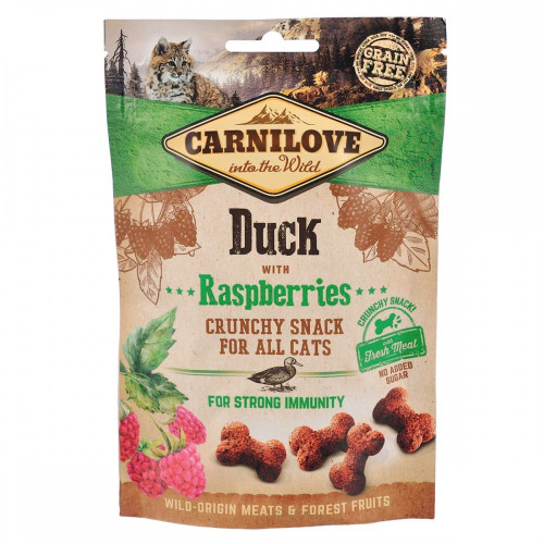 Лакомство Carnilove Cat Crunchy Snack Duck with Raspberries для кошек для крепкого иммунитета с уткой и малиной 50 г