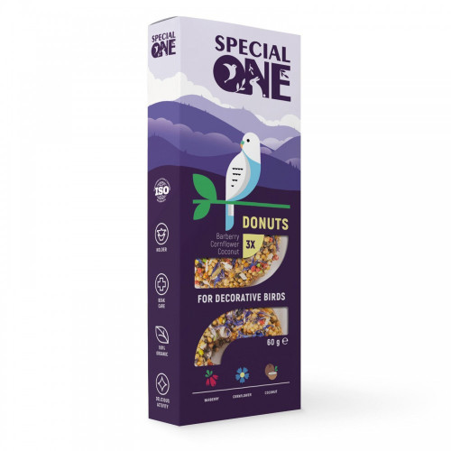 Лакомства Special One Пончики для декоративных птиц барбарис василек кокос60 г
