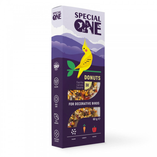 Лакомства Special One Пончики для декоративных птиц паприка морковь кунжут 60 г