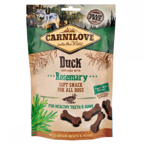 Лакомство Carnilove Dog Semi Moist Snack Duck with Rosemary для собак для здоровых зубов и десен с уткой и...