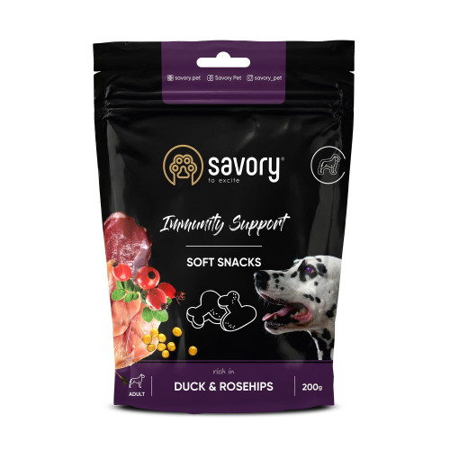 Мягкое лакомство Savory Immunity Duck and Rosehip для взрослых собак всех пород для укрепления иммунитета с уткой и...
