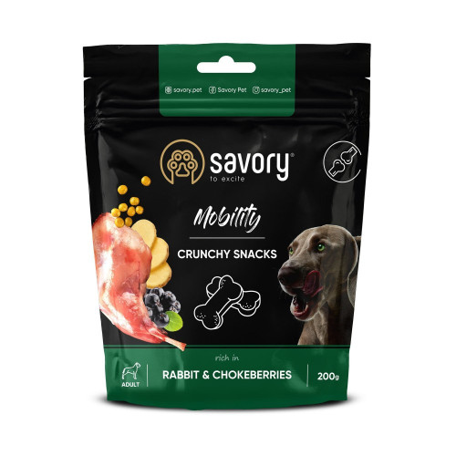 Хрусткі ласощі Savory Mobility Rabbit and Chokeberries для собак усіх порід для здоров’я суглобів з кроликом і...