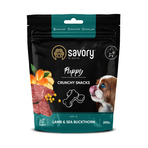 Хрустящие лакомства Savory Puppies Lamb and Sea Buckthorn для щенков всех пород для здорового роста с ягненком и...