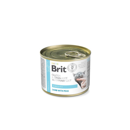 Влажный корм Brit Grain Free Veterinary Diets Obesity для кошек при ожирении и избыточном весе с ягненком и зеленым...