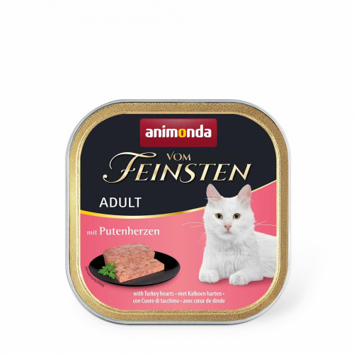 Корм влажный Vom Feinsten Adult with Turkey hearts для котов с индюшиными сердцами 100 г