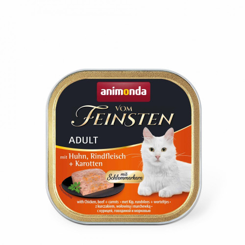 Корм влажный Vom Feinsten Adult with Chicken Beef Carrots для котов с курицей говядиной и морковью 100 г