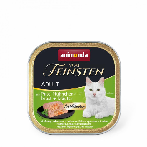 Корм влажный Vom Feinsten Adult Turkey Chicken breast Herbs для котов с индейкой куриной грудкой и травами 100 г