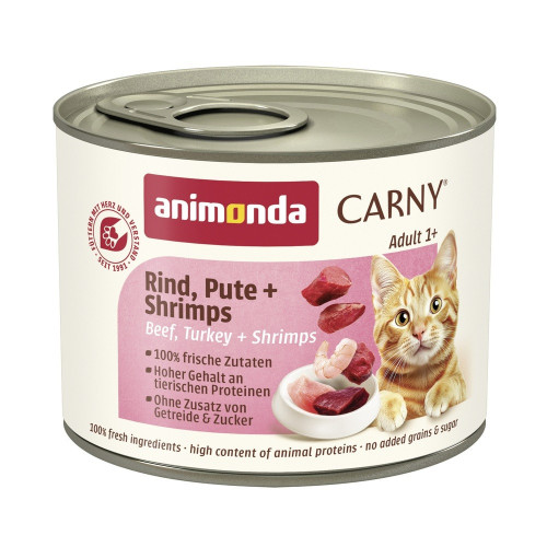 Корм влажный Carny Adult Beef, Turkey Shrimps для домашних котов с говядиной индейкой и креветками 200 г