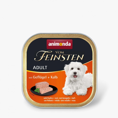 Корм влажный Vom Feinsten Adult with Poultry Veal для взрослых собак с птицей и телятиной 150 г