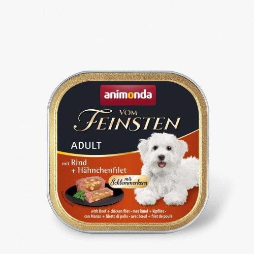 Корм влажный Vom Feinsten Adult with Beef chicken file для взрослых собак с говядиной и куриным филе 150 г
