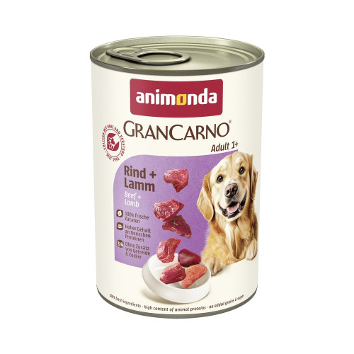 Корм влажный GranCarno Adult Beef Lamb для взрослых собак с говядиной и ягненком 400 г