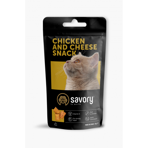 Хрустящие лакомства Savory Cats Snacks Pillows Gourmand with Chicken and Cheese для взрослых привередливых кошек...