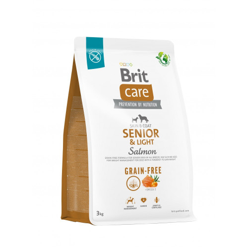 Корм сухой Brit Care Dog Grain-free Senior and Light для пожилых собак беззерновий с лососем 3 кг