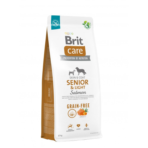 Корм сухой Brit Care Dog Grain-free Senior and Light для пожилых собак беззерновий с лососем 12 кг